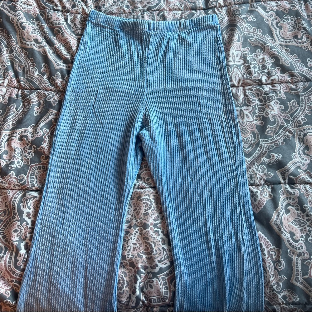 blue flare leggings